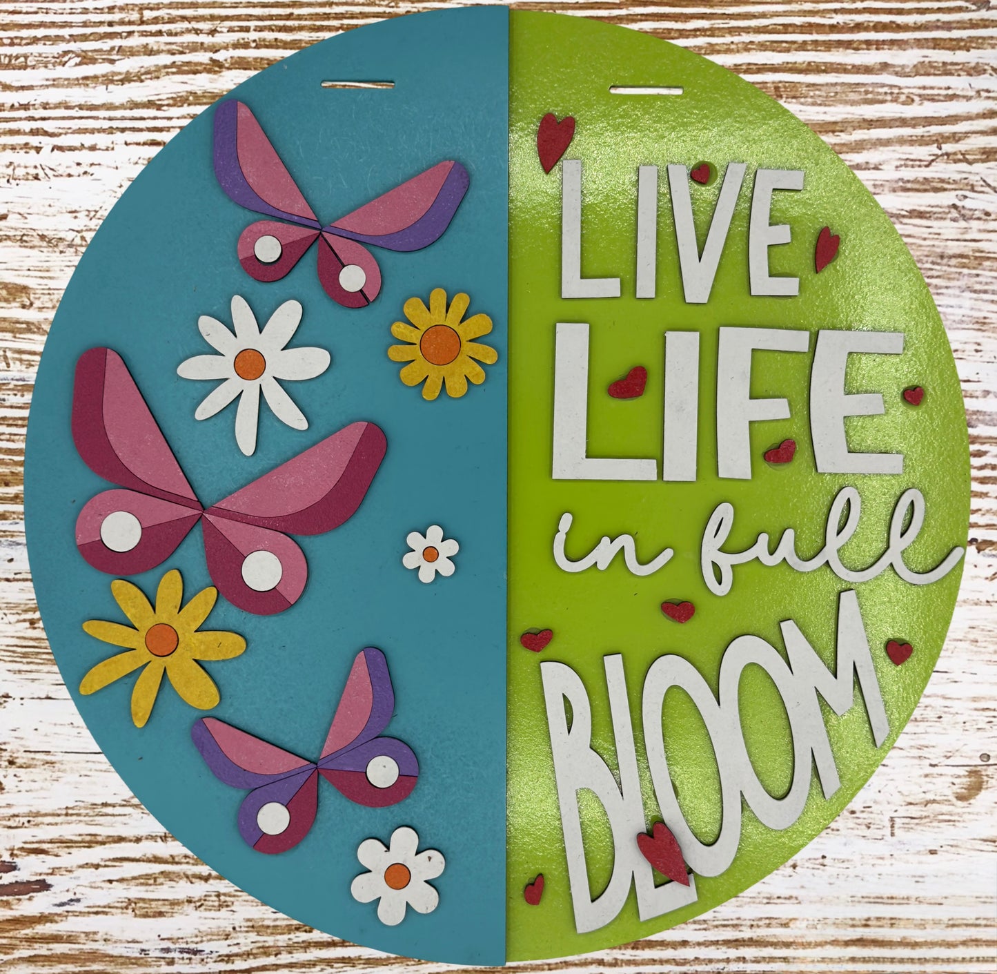 “Live Life in Full Bloom” Wooden Sign – Whimsical & Cheerful Decor 🌸🦋💖