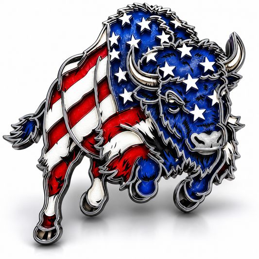 Patriotic American Buffalo – Laser Cut & Hand Painted Wall Decor