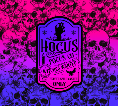 Blue to Pink Skull Pattern "Hocus Pocus" 20 oz Tumbler